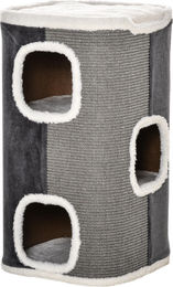 Novzep Kratztonne für Katzen mit 3 Ebenen aus Sisal und Plüsch in Grau-Weiß 40 x 40 x 74 cm – Bild 1 von 4