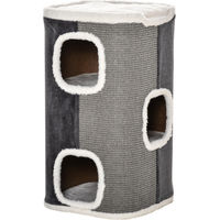 Produktbild von Novzep Kratztonne für Katzen mit 3 Ebenen aus Sisal und Plüsch in Grau-Weiß 40 x 40 x 74 cm