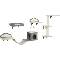 Produktbild von Novzep Wandmontiertes Kratzbaum-Set für Katzen mit Sisalkratzflächen und Plüsch in Beige, 4-teilig