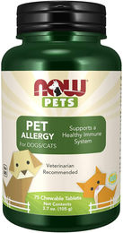 NOW Foods Pets Pet Allergy Hypoallergenes Nahrungsergänzung für Hunde und Katzen 75 Kautabletten – Bild 1 von 2