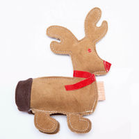 Produktbild von NufNuf Lederspaß Weihnachten Elch Hundespielzeug aus Leder in Braun