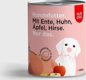 Produktbild von NUR DAS Hundefutter Ente mit Apfel Dose 800g mit hohem Fleischanteil und ohne Konservierungsstoffe