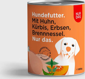 Produktbild von NUR DAS Hundefutter Huhn mit Kürbis Stückchen in Sauce 800g mit hohem Fleischanteil