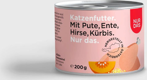 Produktbild von NUR DAS Hundefutter Pute und Ente mit hohem Fleischanteil 200g