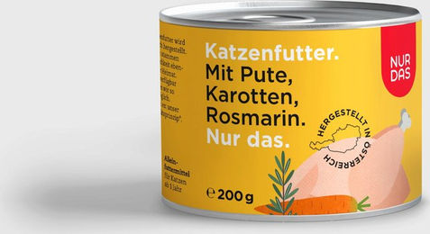 Produktbild von NUR DAS Hundefutter Pute und Karotte Getreidefrei mit hohem Fleischanteil 200g
