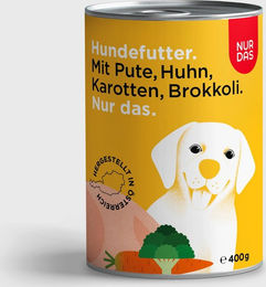 Produktbild von NUR DAS Hundefutter Pute und Karotte mit hohem Fleischanteil 400g