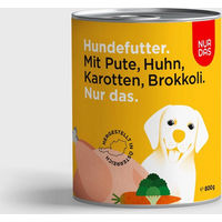 Produktbild von NUR DAS Hundefutter Pute und Karotte mit hohem Fleischanteil 800g Dose