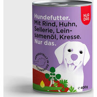 Produktbild von NUR DAS Hundefutter Rind und Sellerie getreidefrei mit hohem Fleischanteil 400g