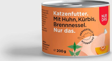 Produktbild von NUR DAS Katzenfutter Huhn und Kürbis getreidefrei mit hohem Fleischanteil 200g