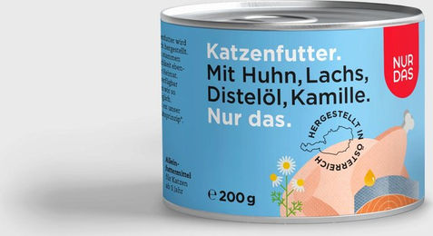 Produktbild von NUR DAS Katzenfutter Huhn und Lachs ohne Konservierungsstoffe 200g