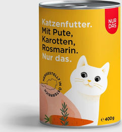 Produktbild von NUR DAS Nassfutter Pute und Karotte Getreidefrei mit hohem Fleischanteil 400g
