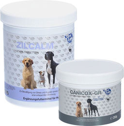 Produktbild von Nutrilabs Canicox-Gr und ZILCALM Kautabletten für Hunde zur Unterstützung von Gelenken, Magen-Darm und zur Beruhigung für Senioren