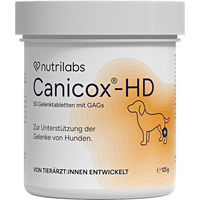 Produktbild von NutriLabs Canicox-HD Gelenktabletten für Hunde mit MSM, Chondroitin, Hyaluronsäure, Glucosamin und Teufelskralle 50 Stück