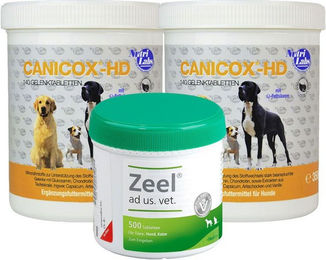Produktbild von Nutrilabs Canicox-HD mit Zeel Gelenk-Supplement Tabletten für Hunde