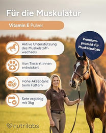 NutriLabs Vitamin E, Selen & Lysin Pulver zur Unterstützung des Muskelaufbaus für Pferde 3 kg - 3 kg – Bild 1 von 5