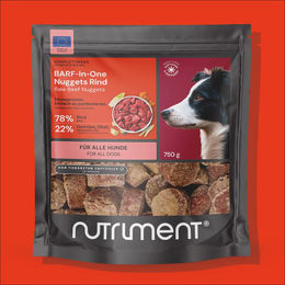Produktbild von NUTRIMENT Barf in One Rind Nuggets mit hohem Fleischanteil und hypoallergen für alle Altersstufen 750 g