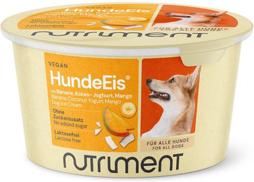 Nutriment HundeEis Banane Kokos-Joghurt & Mango Veganer Belohnungssnack für Hunde 4 x 90ml ohne tierisches Protein und Konservierungsstoffe – Bild 1 von 2