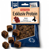 Produktbild von NutriQM Exklusiv Protein Hundesnack Hirsch und Pferd Trockenfleisch Monoprotein Getreidefrei 5x 100g