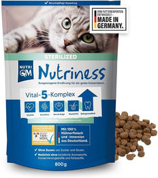 NutriQM Nutriness Sterilized Katzentrockenfutter Adult mit Huhn, glutenfrei und zuckerfrei, 5 x 800g - 5 x 800 g – Bild 1 von 9