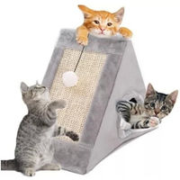 Produktbild von NUXIE Cat Katzenhaus mit Kratzbaum und Spielzeug aus Holz in Grau für alle Altersstufen