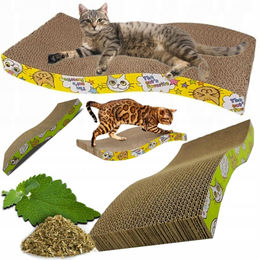 NUXIE Cat Kratzbaum aus Wellpappe mit Katzenminze in Grau und Braun – Bild 1 von 5