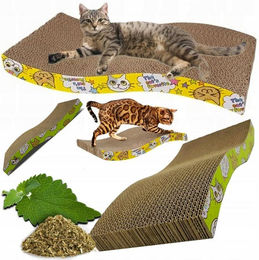 NUXIE Katzen Kratzbrett aus Wellpappe mit integriertem Spielzeug – Bild 1 von 5