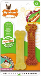 Produktbild von Nylabone Kauspielzeug 2er-Set für kleine Hunde XS Hot Dog und Vanilla Ice Cream