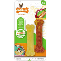 Produktbild von Nylabone Kauspielzeug 2er-Set für kleine Hunde XS Hot Dog und Vanilla Ice Cream