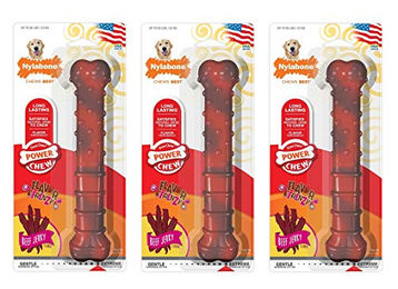 Produktbild von Nylabone Power Chew Kauspielzeug für große Hunde mit Rindegeschmack 3er Pack - 1 Stk.