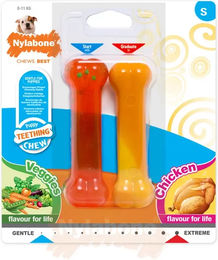 Produktbild von Nylabone Puppy Extreme Chew Kauspielzeug für Welpen mit Huhn und Gemüse 2er-Set Größe S