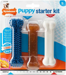 Nylabone Puppy Starter Kit Kauspielzeug für Welpen kleiner Rassen mit Huhn Geschmack 3er-Set - 3 Stk. – Bild 1 von 7