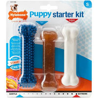 Produktbild von Nylabone Puppy Starter Kit Kauspielzeug für Welpen kleiner Rassen mit Huhn Geschmack 3er-Set - 3 Stk.