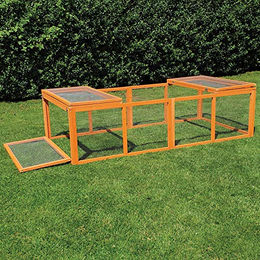 NYVI FreeBunny XXL Kleintierstall Freilaufgehege aus Holz und Metall für Kaninchen wetterfest und wasserabweisend in Natur und Grau – Bild 1 von 10