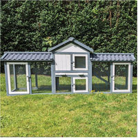Produktbild von NYVI Hasenstall Picasso XXL Kleintierstall mit Auslauf und Gehege aus Holz in Grau mit PVC Dach winterfest für Kaninchen 203x85x53cm