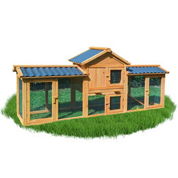 NYVI Hasenstall Picasso XXL Kleintierstall mit Auslauf und Gehege aus Holz in Natur Braun mit PVC Dach für Kaninchen 203x85x53cm – Bild 1 von 13