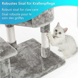 NYVI Katzen Kratzbaum Figaro 102 cm Grau mit Katzenhöhle Hängematte und Sisal Kratzsäule – Bild 1 von 7
