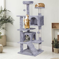 Produktbild von NYVI Katzen Kratzbaum Luzifer 134 cm Grau mit Katzenhöhlen Plattformen und Sisal Kratzsäule