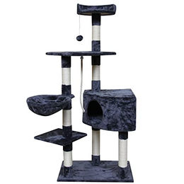 NYVI Katzen Kratzbaum Piacenza 141 cm Dunkelblau mit Katzenhöhle Hängematte und Sisal Kratzsäule – Bild 1 von 10