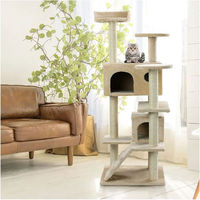 Produktbild von NYVI Katzen Kratzbaum Sammy 132 cm Beige mit Sisal Kratzsäule und Katzenhöhlen