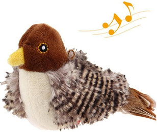 Produktbild von OKWISH Interaktives Katzenspielzeug Simulierter Zwitschernder Vogel aus Plüsch