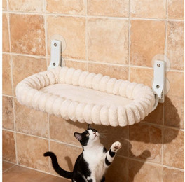 Produktbild von OKWISH Katzen-Hängematte Katzenbett Hängematte Katzen-Fensterhängesitz Fensterhängematte, Polyester, mit Saugnäpfen und abnehmbares waschbares Kissen bis 18 kg Tragkraft