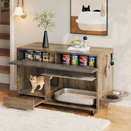 Produktbild von OKWISH Tierhaus Bewegbarer Katzenkloschrank, mit Hakenlochplatte,