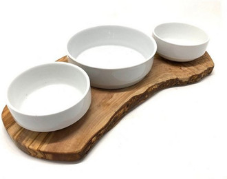 Produktbild von Olivenholz Futternapf Futterstation RUSTY TRIO mit antibakterieller Wirkung