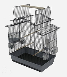 Produktbild von Ollesch Vogelkäfig Wellensittich Kanarien mit Freisitz und Zubehör schwarz grau