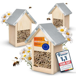 Produktbild von Oramics Bienenhotel mit Bambusröhrchen und Metalldach