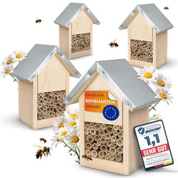 Produktbild von Oramics Bienenhotel mit Bambusröhrchen und Metalldach