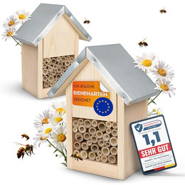 Produktbild von Oramics Bienenhotel mit Bambusröhrchen und Metalldach