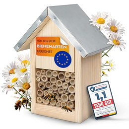 Produktbild von Oramics Bienenhotel mit Bambusröhrchen und Metalldach