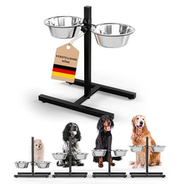 Produktbild von Oramics Hundebar Fressnapf Höhenverstellbar mit zwei Edelstahlnäpfen - 1,8 l