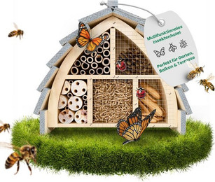 Produktbild von Oramics Insektenhotel aus FSC-Holz für Bienen, Marienkäfer & Schmetterlinge